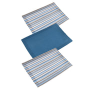 Canvas set 3 pieces blue yarn dyed stripe cm50x70