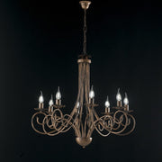 Suspension chandelier in iron Black DECO Copper eight lights 67x h68 cm