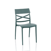 Esme polypropylene gray metal chair with cross back
