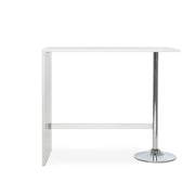 Glossy white rectangular peninsula with chromed leg 120x60xh.105 cm