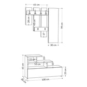 Oak hallway furniture with shoe rack and Vesty mirror 100x30xh.122 cm