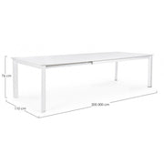 Konnor table in aluminum 200-300x110 cm white Iperbriko