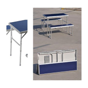 Picnic set in aluminum and MDF one table with two folding benches