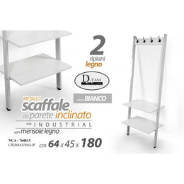 Scaffale appendiabiti bianco industrial parete inclinato cm 64 x 45 x 180 h