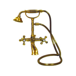 Bathtub mixer tap with antique brass hand shower