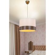 Alfina pendant lamp white fabric with wood effect band ASZ1668