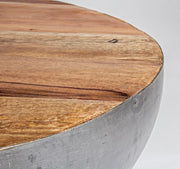 Design style gray coffee table in recycled wood Ø70 - 32 cm