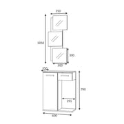 Entrance furniture with mirror 1 door 1 drawer white oak 60x35xh.186 cm