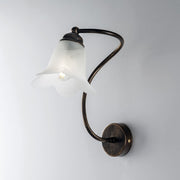 Gold Brown iron wall light one light White glass shade 26x h30 cm