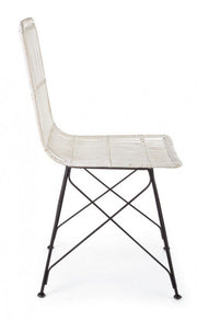 Contemporary style chair in steel and kubu White LUCILA 45x55x h85 cm