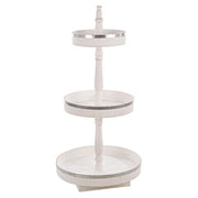 Round 3-tier white wooden display unit 50 x 50 x 102 cm