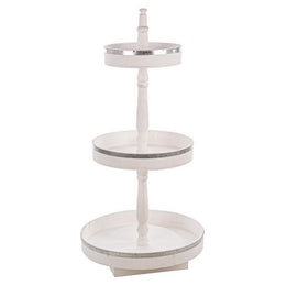 Round 3-tier white wooden display unit 50 x 50 x 102 cm