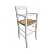 708 children's high chair in white wood and straw seat