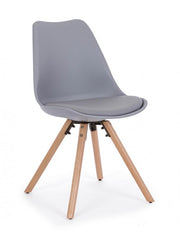 Modern chair wood plastic imitation leather gray New trend 59 x 49 x 83.5 cm