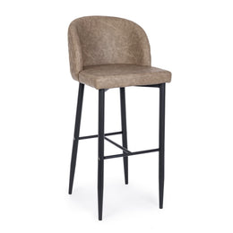 4x Taupe bar stool in design style faux leather