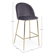 Contemporary design Bar Carry dark gray velvet stool
