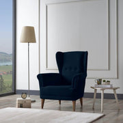 Bergere armchair Olive blue fabric