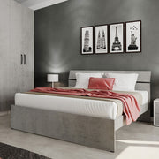 Double bed for bedroom, concrete gray, cm 200x171xH 98