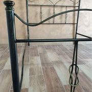 Double bed in wrought iron with black gold footboard PRIMULA 130x202x h127cm