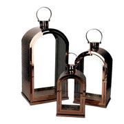Metal lantern 1-3 copper rectangular cm25x26h49-56