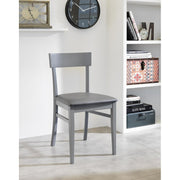 Chair in dark gray lacquered wood with imitation leather seat 44x45xh. 82 cm