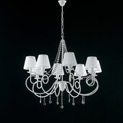 White iron chandelier eight lights shabby decoration White lampshades 90x h75 cm