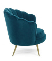 Vintage retro armchair in peacock blue velvet cm 80 x 76 x84 h