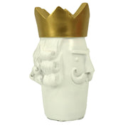 Gold and white king face resin vase holder cm14x13h23