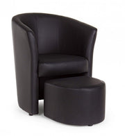 Leatherette armchair with black removable pouf RITA 64,5x 59,5x h78 cm