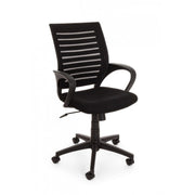 Black office chair with wheels and armrests