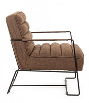 Armchair with armrests and steel frame and brown imitation leather covering 63x74x80h cm