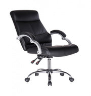Lisbon black reclining office armchair with leatherette armrests