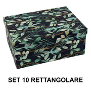 Rectangular cardboard box 1-10 blue leaves cm37,5x29h16