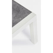 Outdoor coffee table in white aluminum KLEDI LUNAR 120x70x h43 cm
