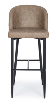 4x Taupe bar stool in design style faux leather