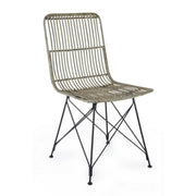 Contemporary style chair in steel and kubu Gray LUCILA 45x55x h85 cm