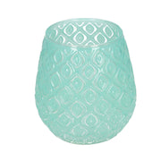 Round decorated green glass candle holder 1p cmø12,5h13