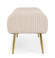 Selena Crema 2-seater bench in velvet cm 129