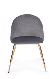 Gray velvet chair with gold legs
