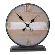 Metal wood table clock cm43,9x11,9h48
