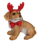 Resin dog with horns and bow 17x10h17 cm