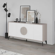 Light Mocha Sideboard 180x35.6x82 cm with White Doors