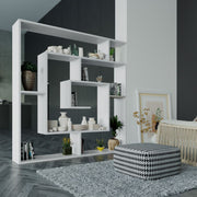 White Labirent Bookshelf with 5 Shelves 129x125x22 cm
