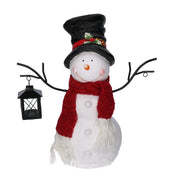 Resin snowman with white lantern with led cm37x19h44