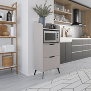 Gorki multipurpose cabinet with light mocha drawers and white Carrara shelf