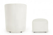 Leatherette armchair with removable pouf White RITA 64,5x 59,5x h78 cm