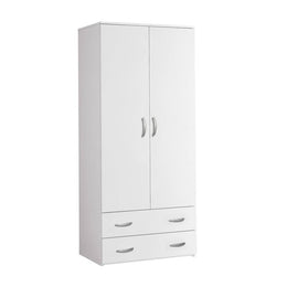 Bedroom wardrobe with 2 doors and 2 drawers in white ash Cm 90x60xH 180