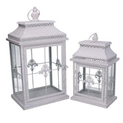 Metal lantern 1-2 matt white silver rectangular cm25x18h47,5