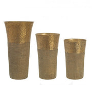 Set of 3 Hammel gold aluminum vases