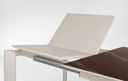 Briva extendable table in glossy brown - dove gray